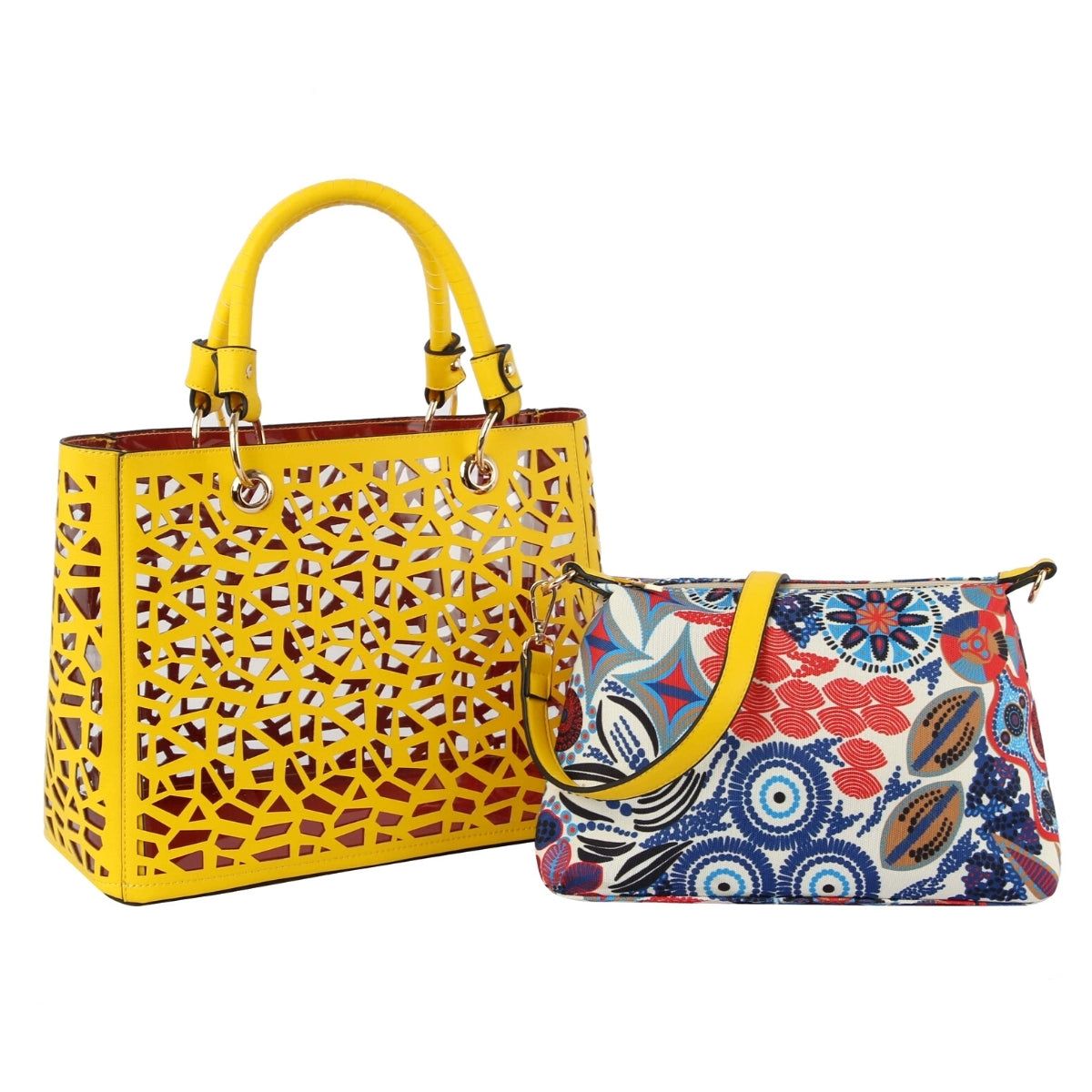 Yellow Laser Cut Tote Bag Set