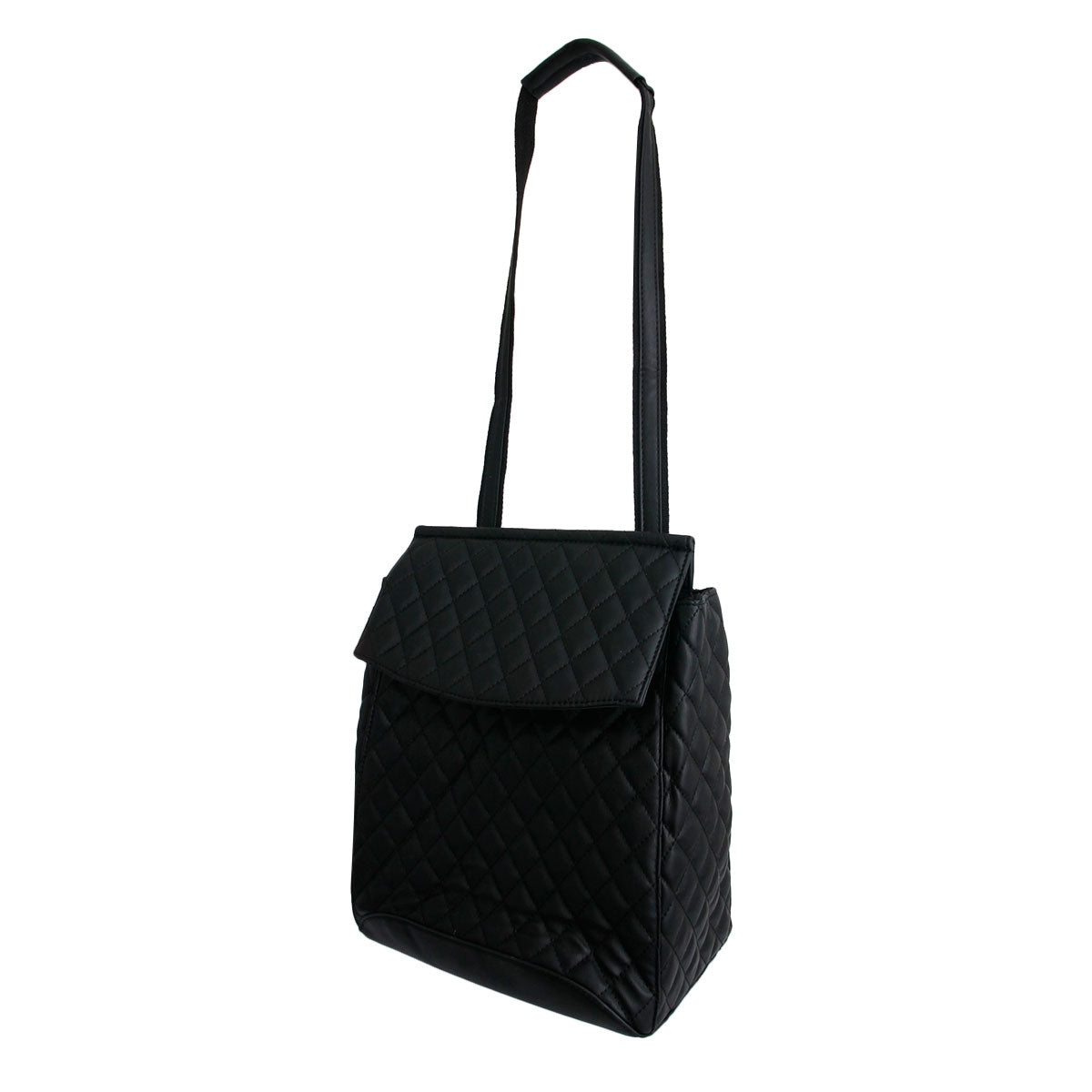 Black Quilted Convertible Backpack