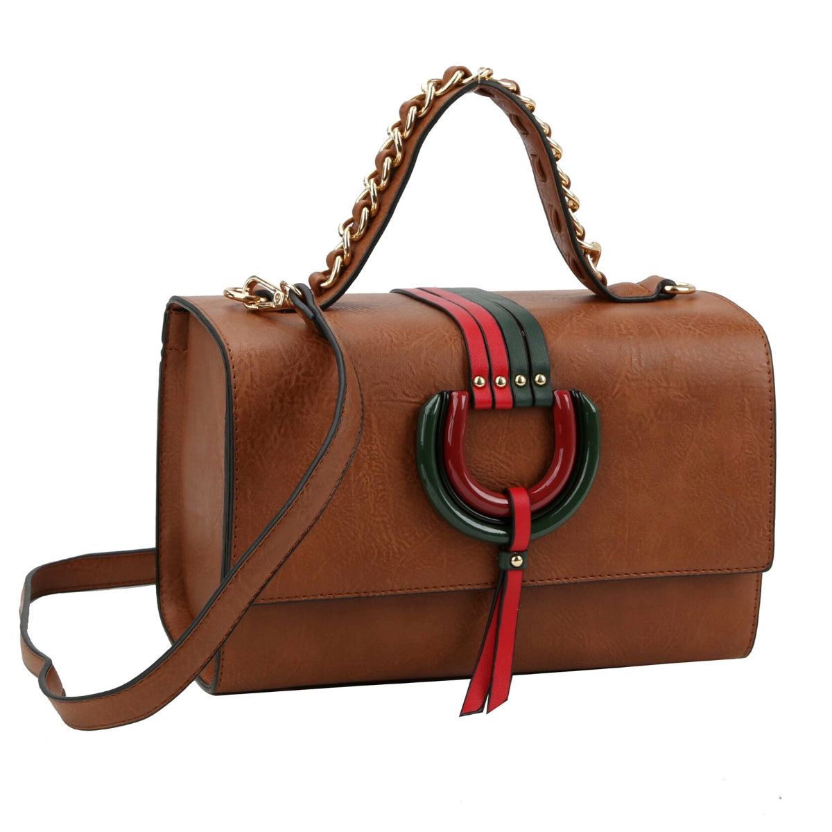 Brown Leather Designer Satchel Set