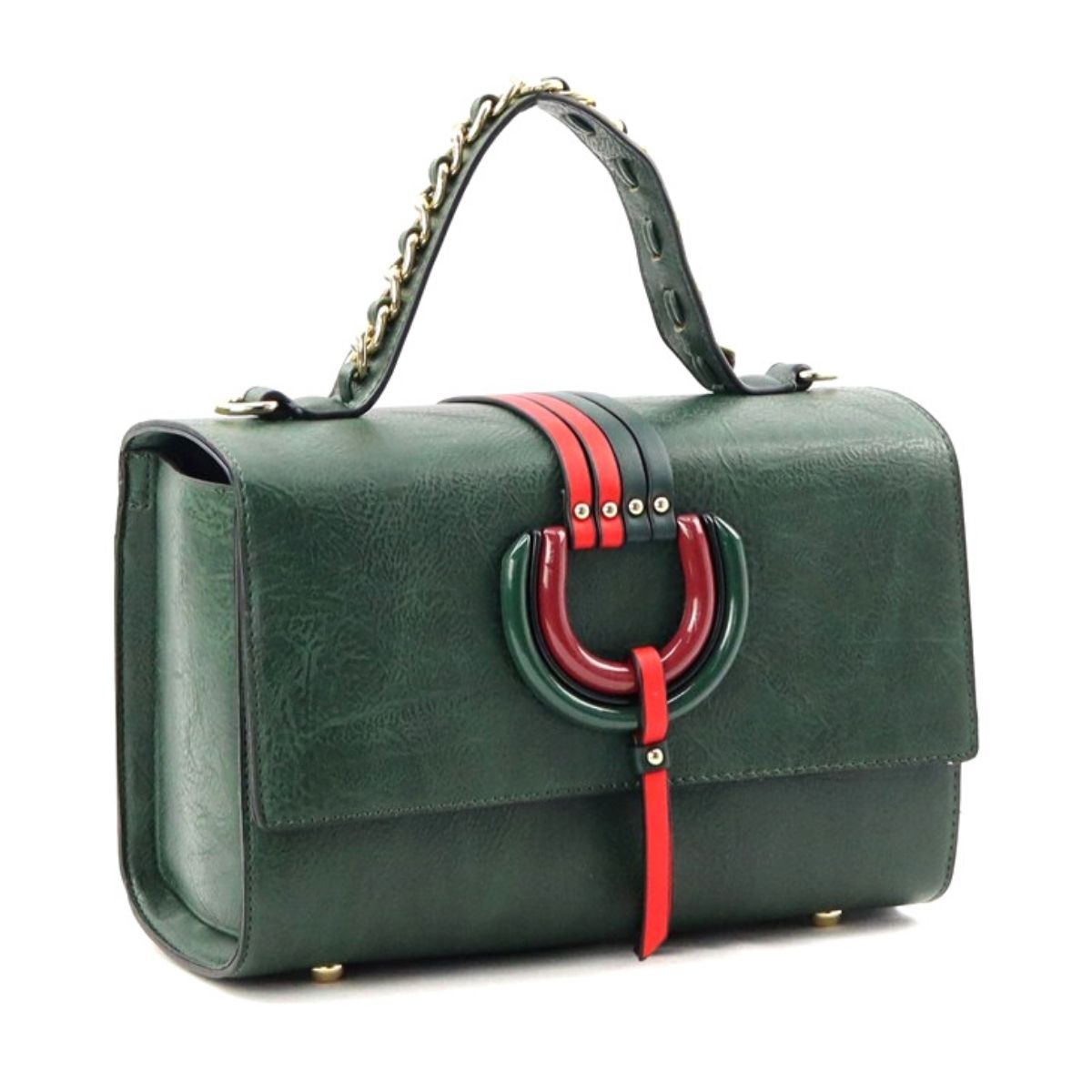Green Leather Designer Satchel Set