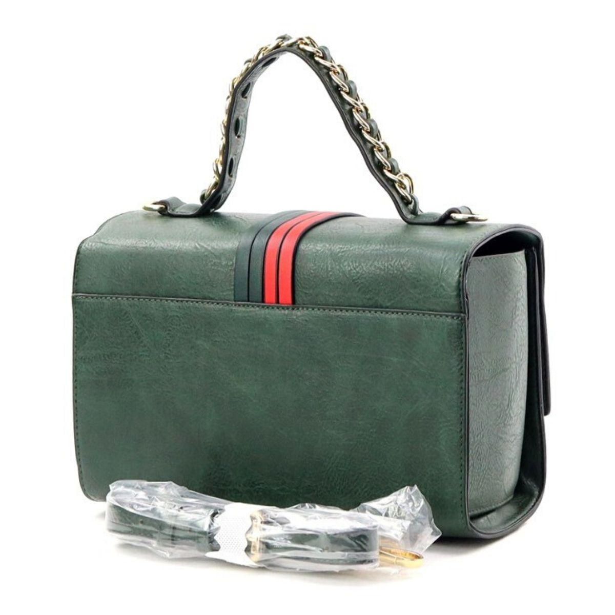 Green Leather Designer Satchel Set