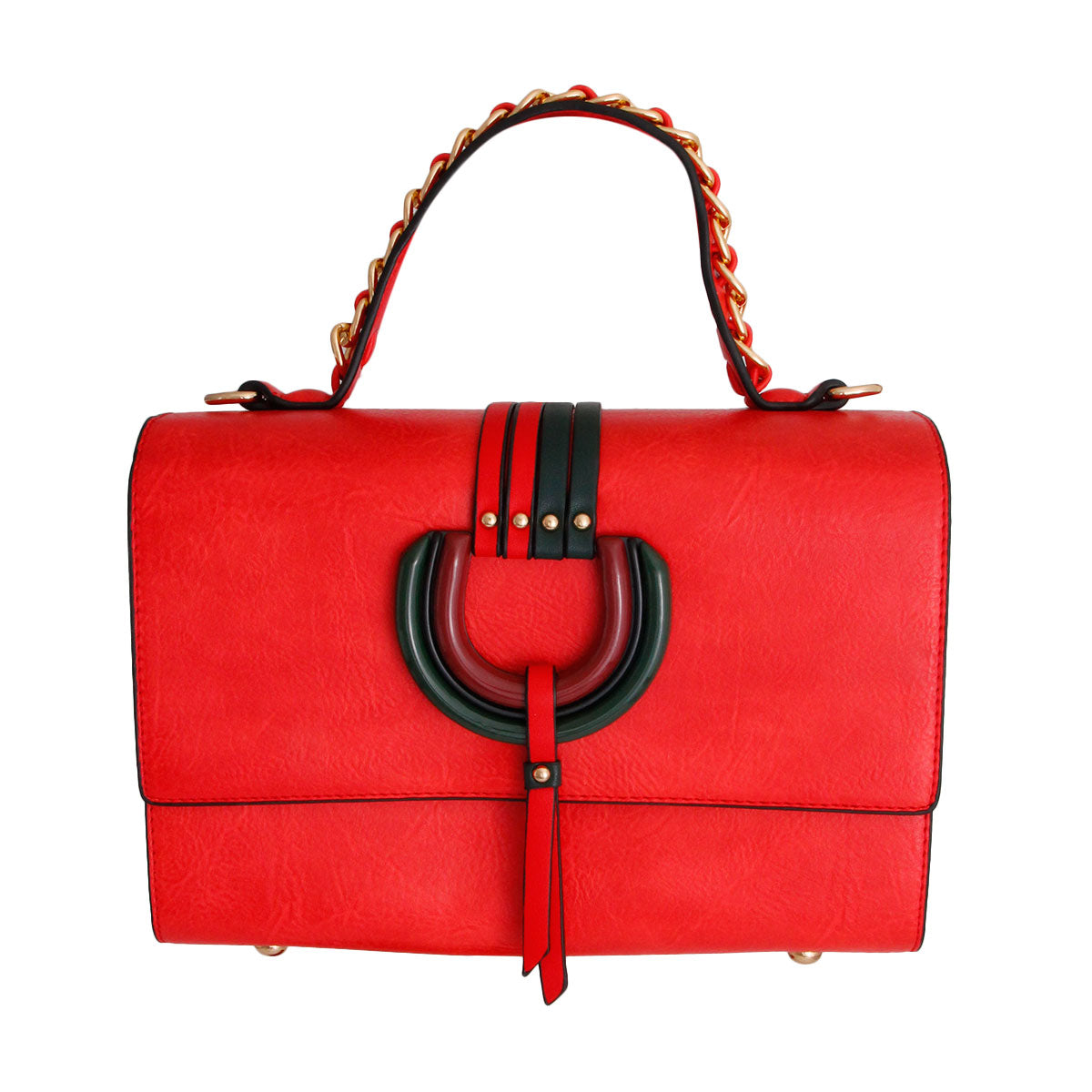 Red Leather Designer Satchel Set