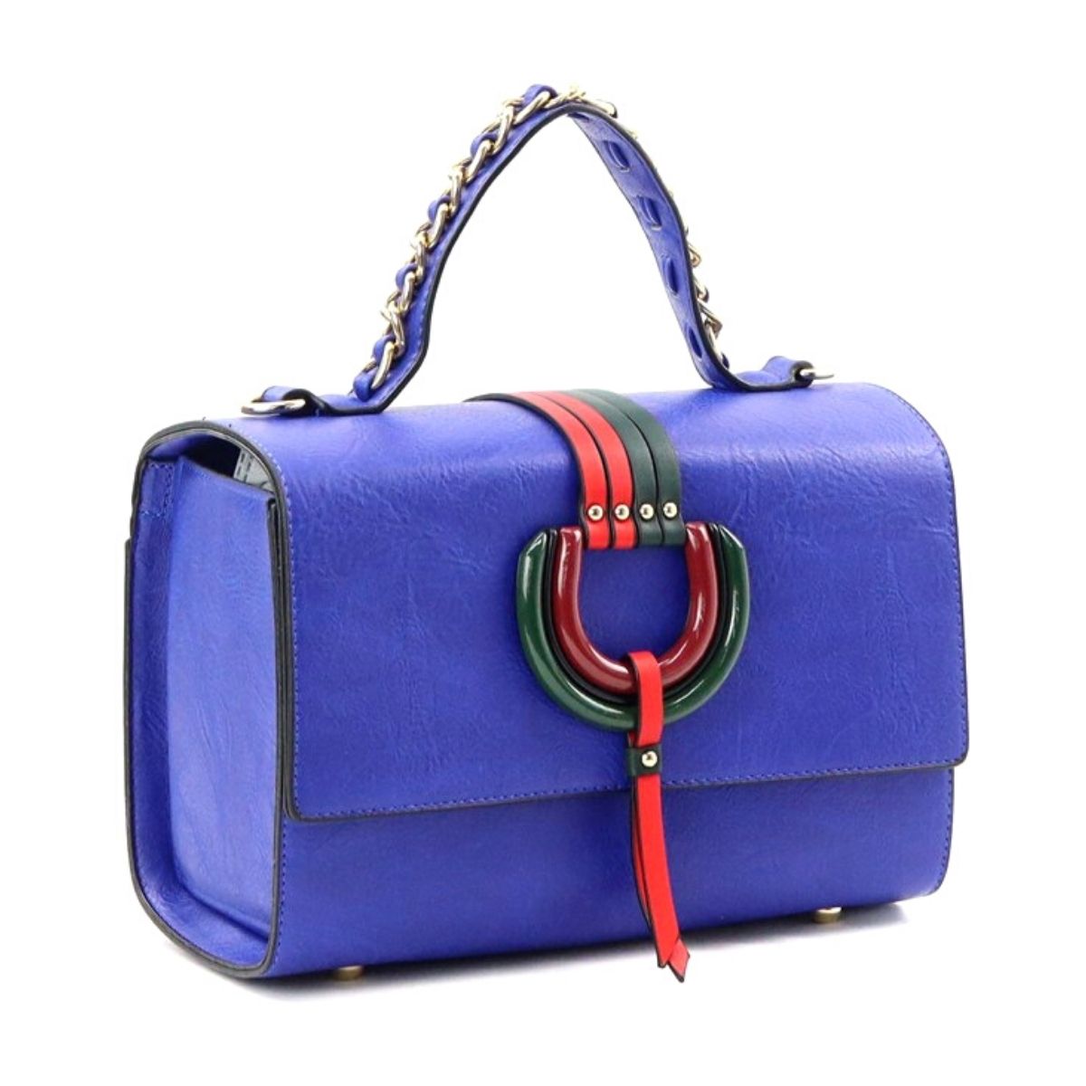 Royal Blue Leather Designer Satchel Set