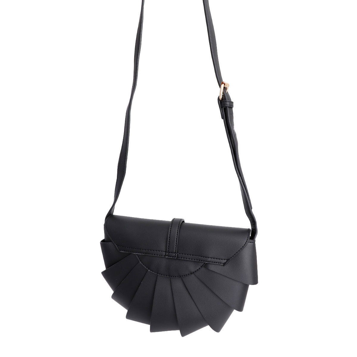 Black Pleated Semicircle Crossbody