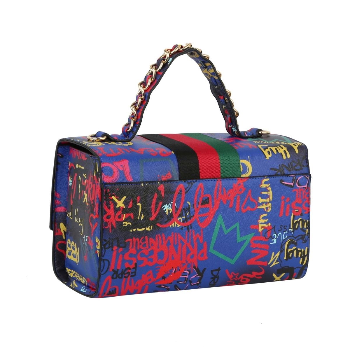 Designer Blue Graffiti Satchel Bag Set