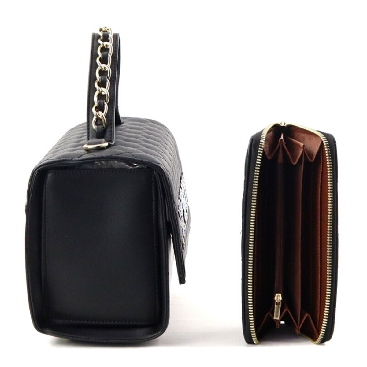 Black HOT SEXY Quilted Satchel Set