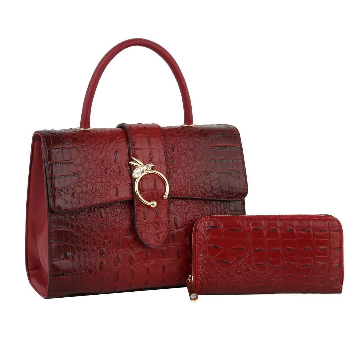 Red Croc Bee Satchel Handbag Set