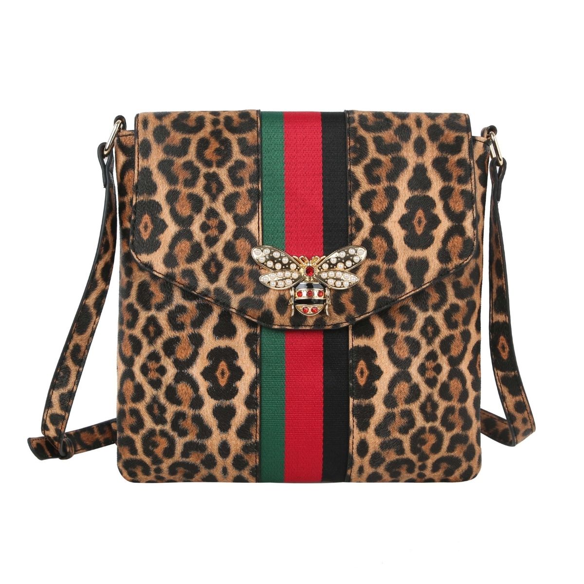 Leopard Brown Designer Flap Crossbody