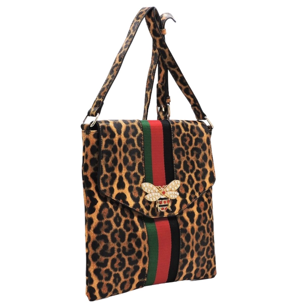 Leopard Brown Designer Flap Crossbody