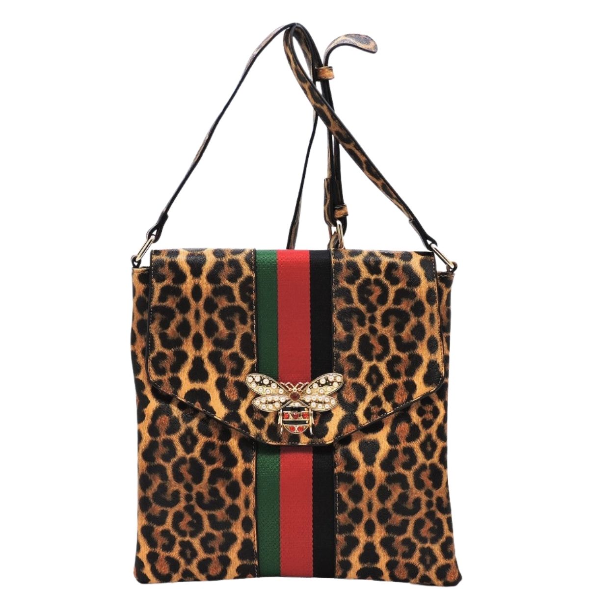 Leopard Brown Designer Flap Crossbody