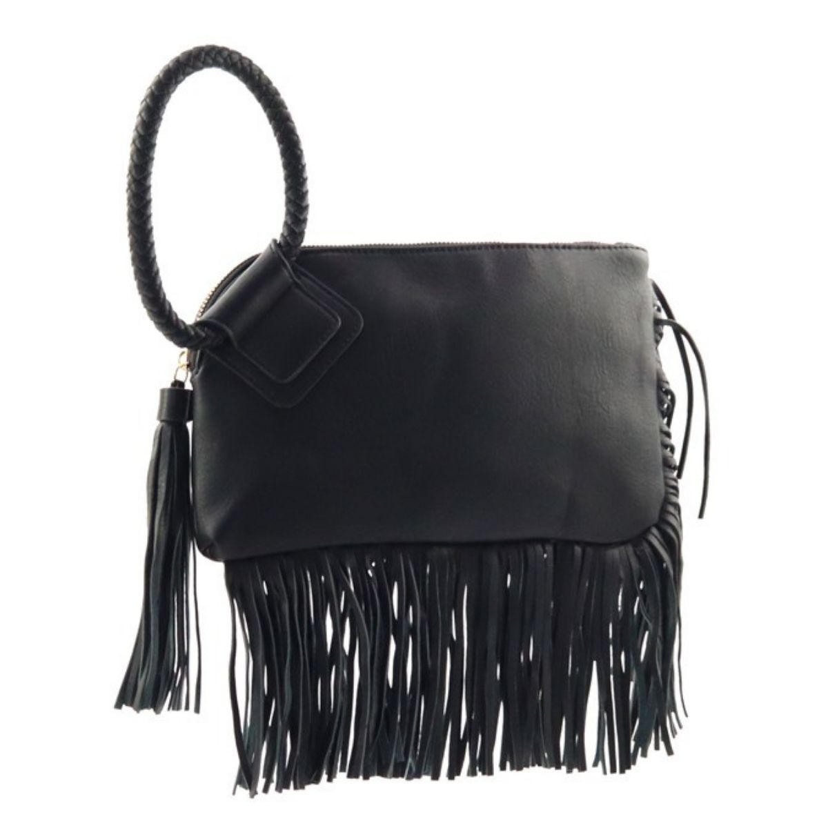 Black Fringe Bangle Wristlet