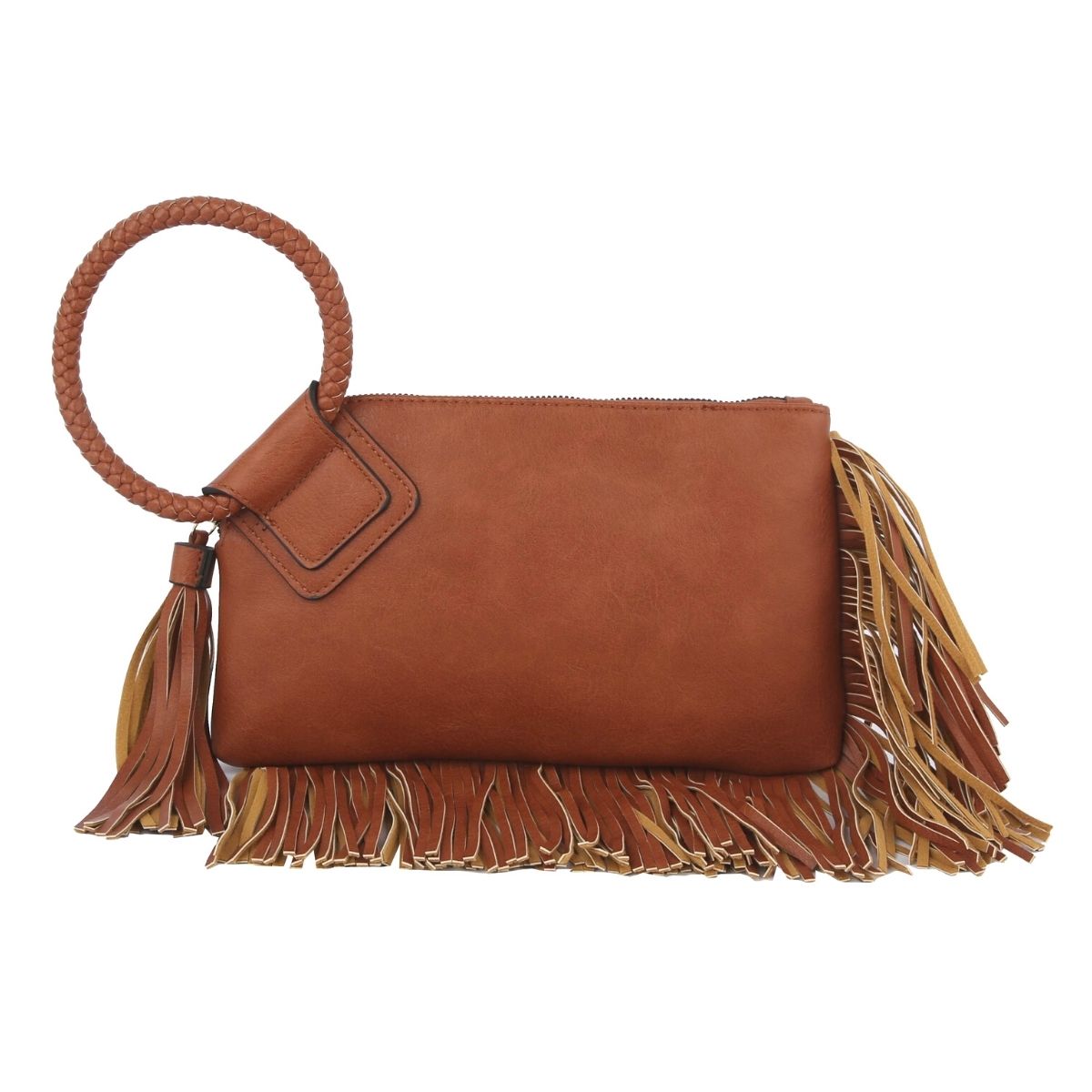 Brown Fringe Bangle Wristlet