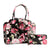 Shiny Black Floral 3D Bag Set