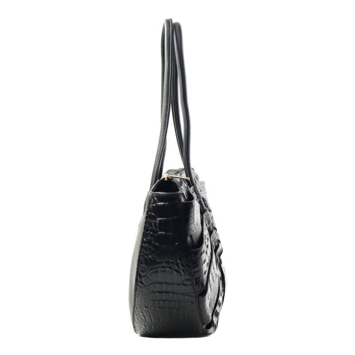 Black Croc Half Moon Tote Handbag