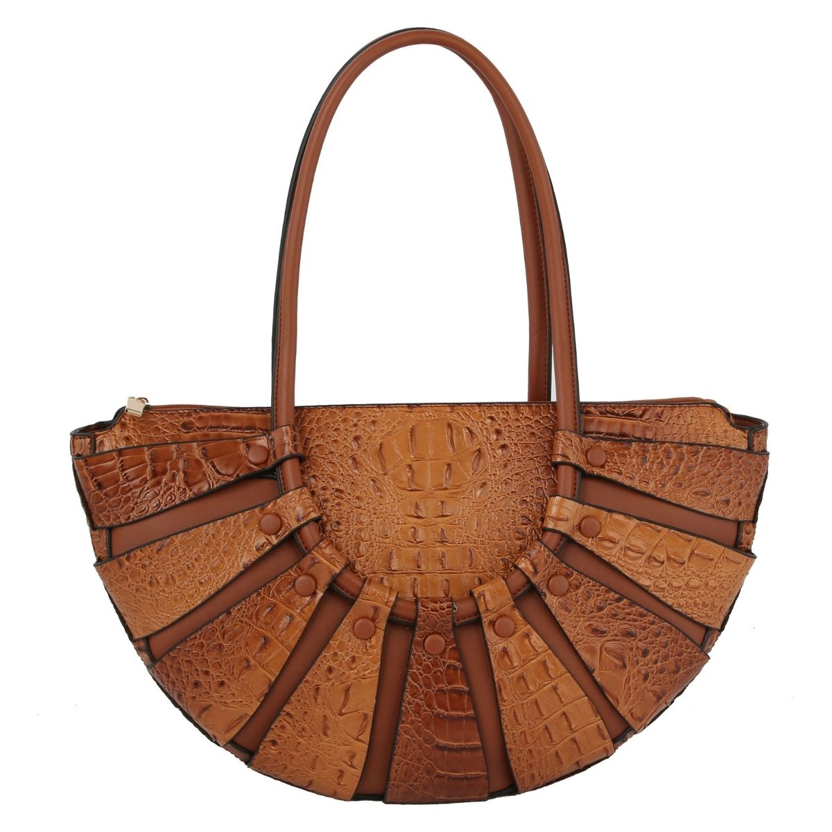 Brown Croc Half Moon Tote Handbag