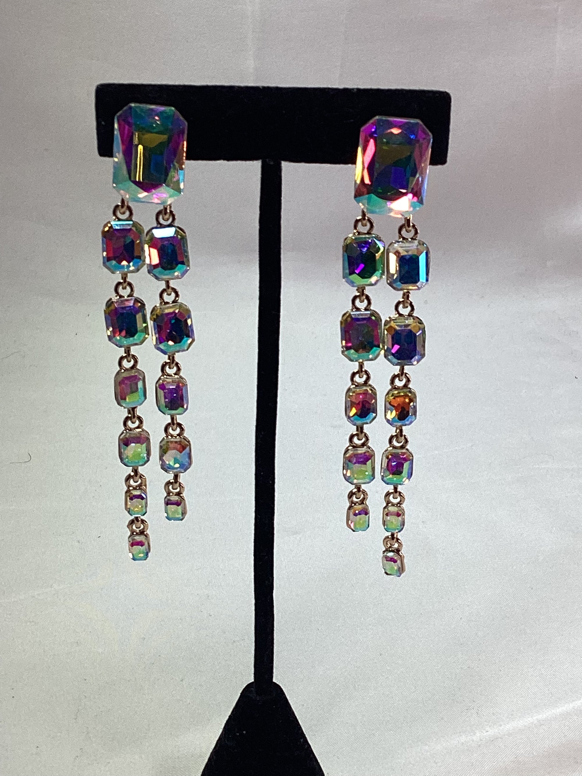 Ab rhinestone dangling clip ons