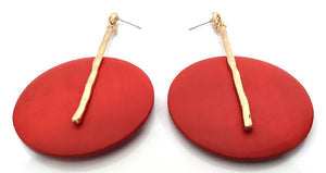 Red wooden drop earring