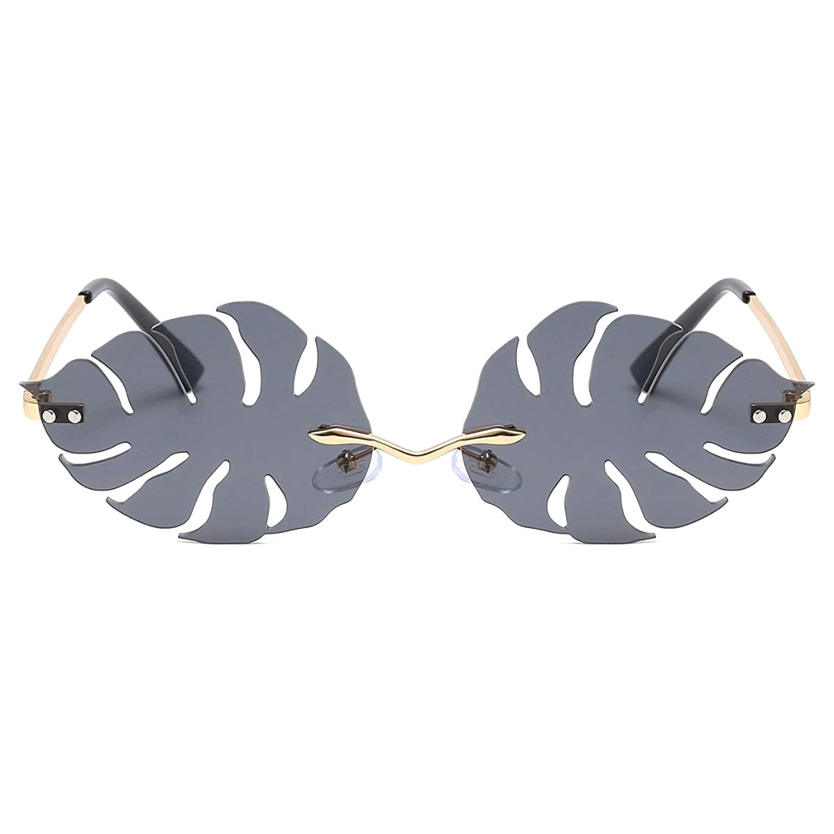 Black Leaf Shape Rimless Sunglasses