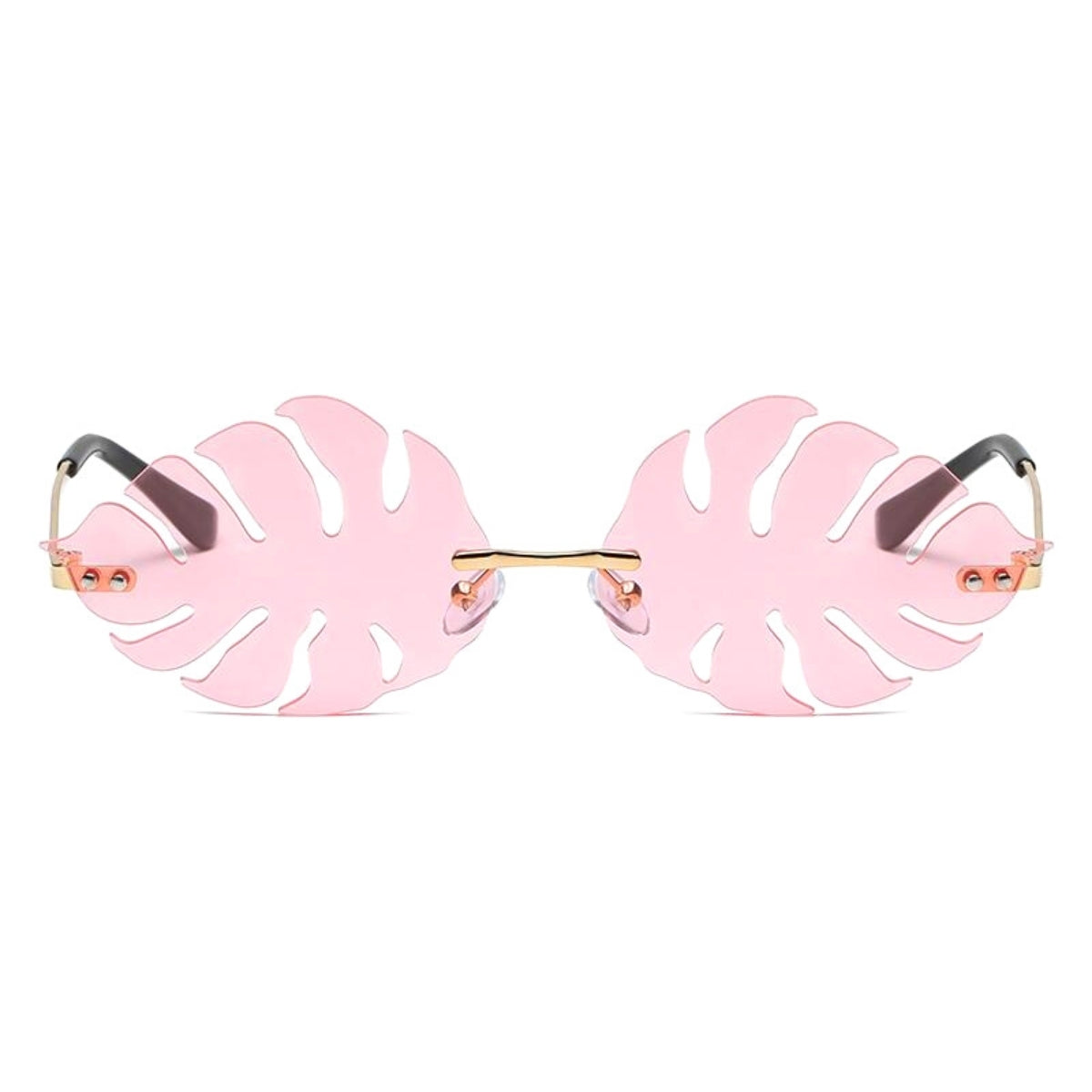 Pink Leaf Shape Rimless Sunglasses