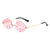 Pink Leaf Shape Rimless Sunglasses