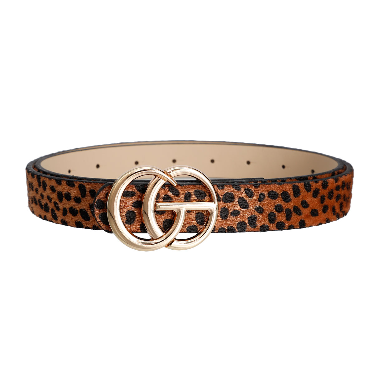 Leopard Vegan Fur Thin Belt