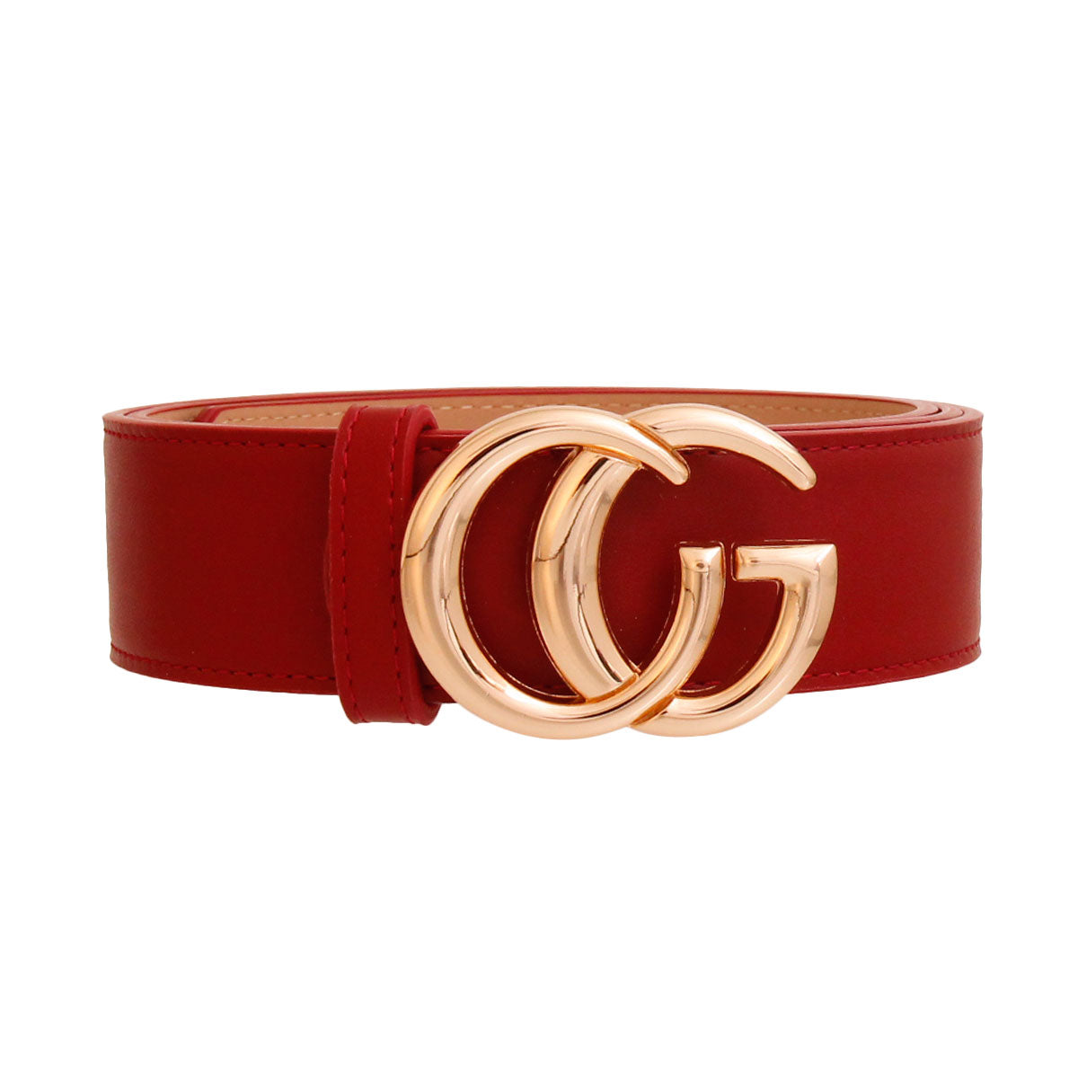 Burgundy and Gold G Designer Belt