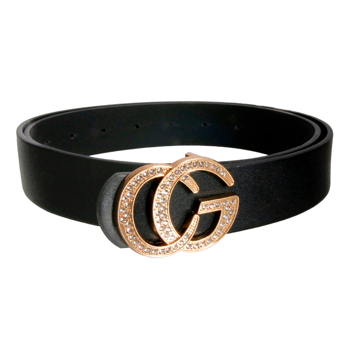 Black and Rhinestone Gold CG Belt