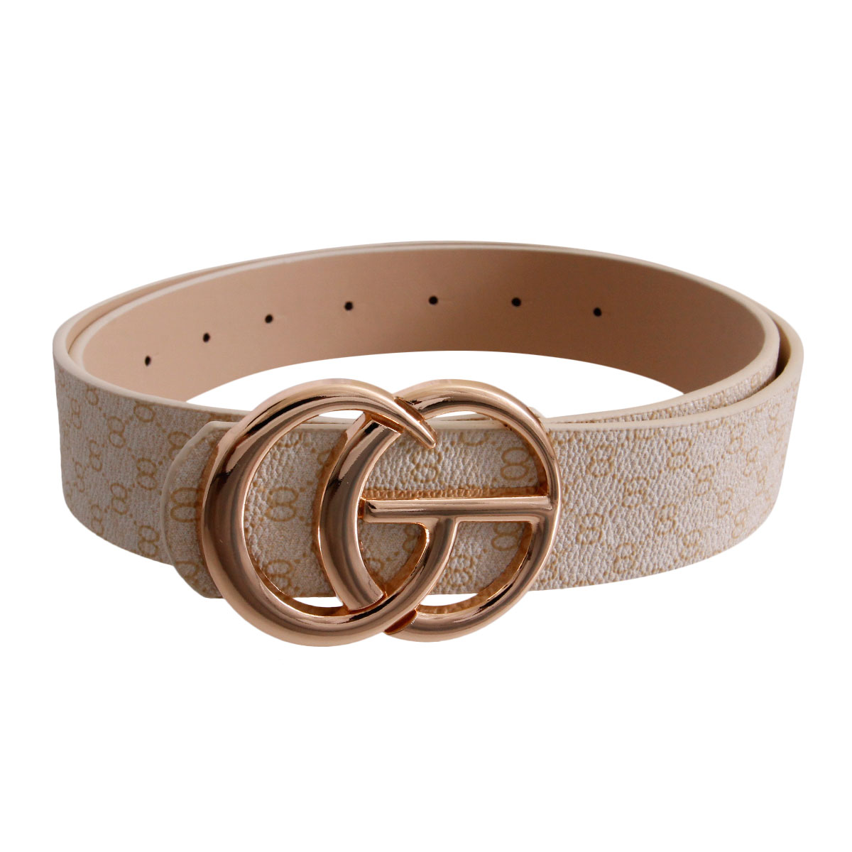 Cream and Gold Monogram CG Belt