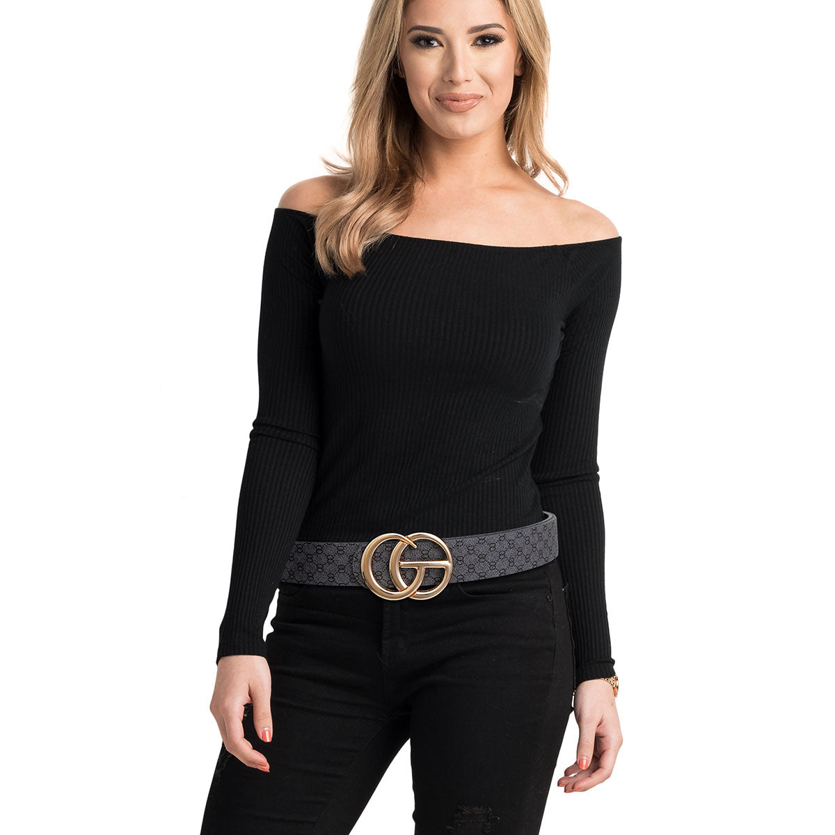 Gray and Gold Monogram CG Belt