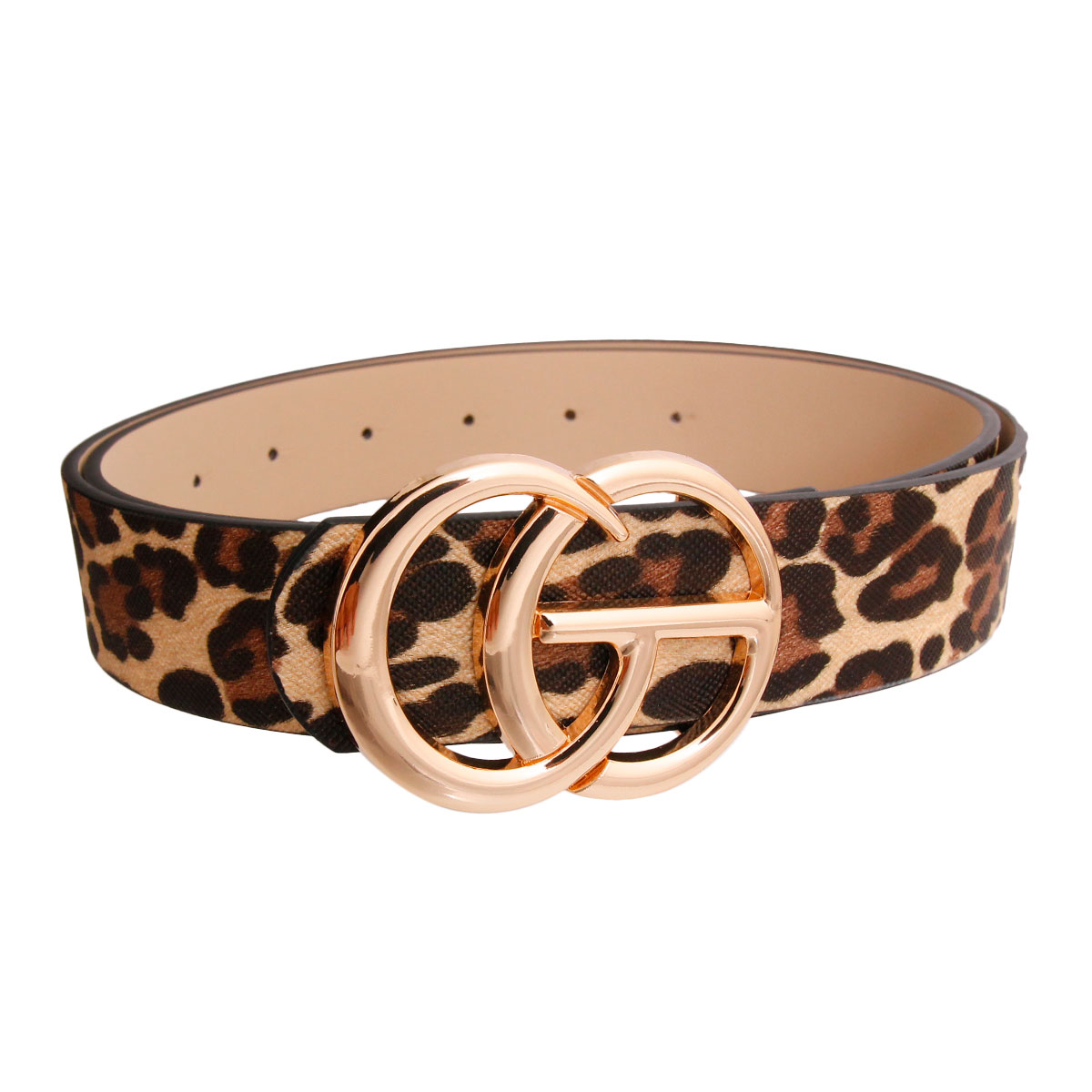 Brown Leopard and Gold Monogram CG Belt