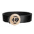 Black Vegan Leather Round Buckle Belt