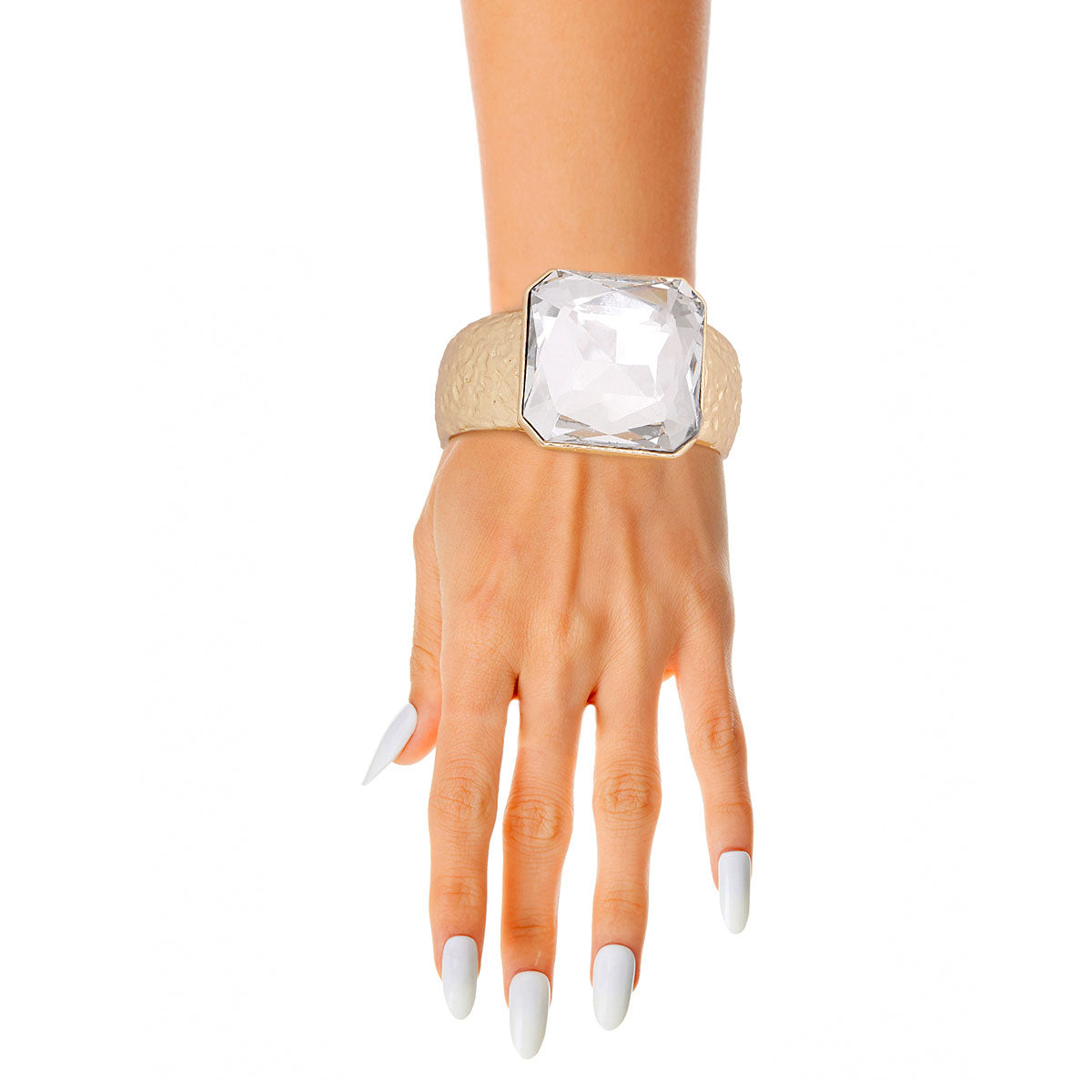 Gold Cushion Cut Crystal Cuff