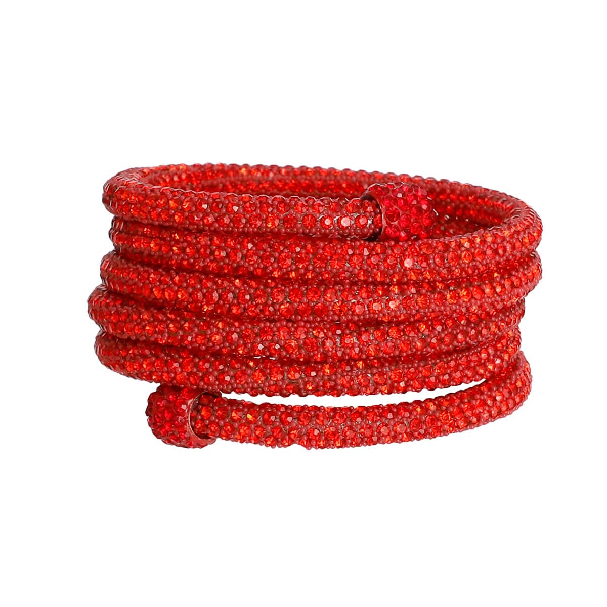 Red Rhinestone Coiled Tube Bracelet