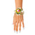 Gold Round Pink Green Crystals Hinge Cuff