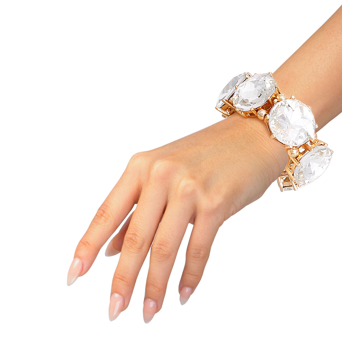 Gold Clear Round Crystal Bracelet