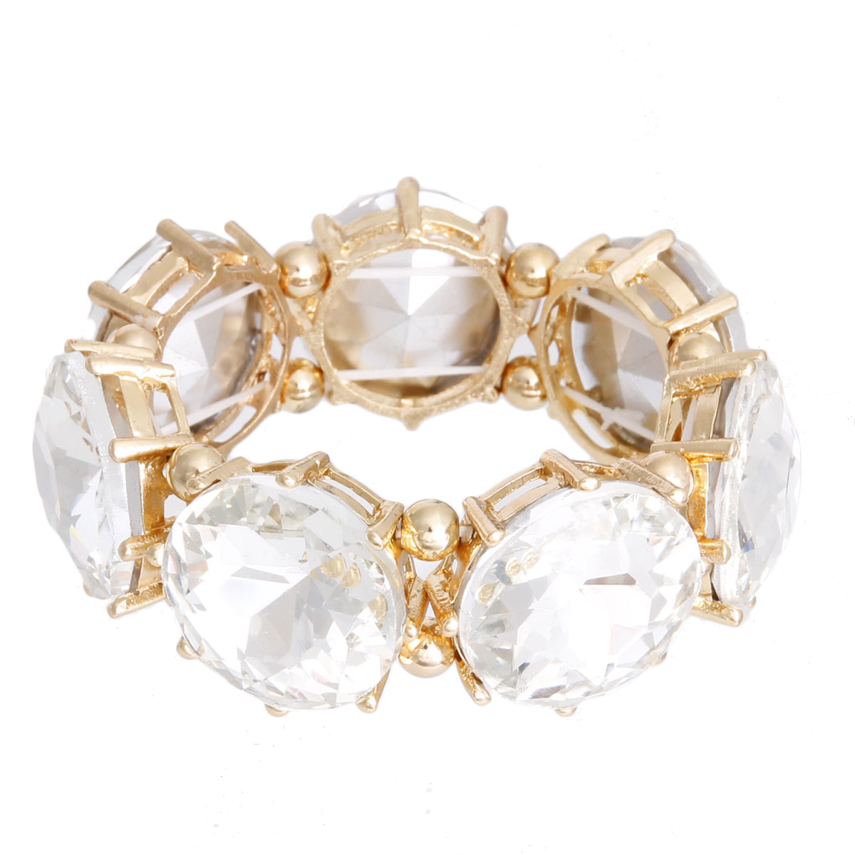 Gold Clear Round Crystal Bracelet