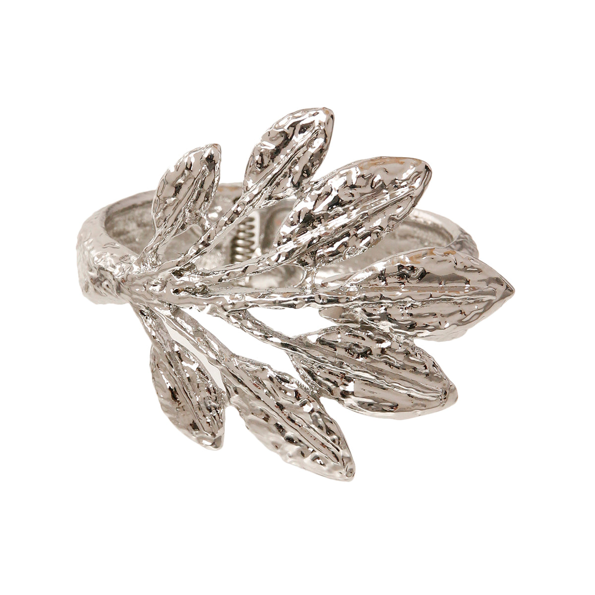 Chunky Silver Metal Leaf Cuff