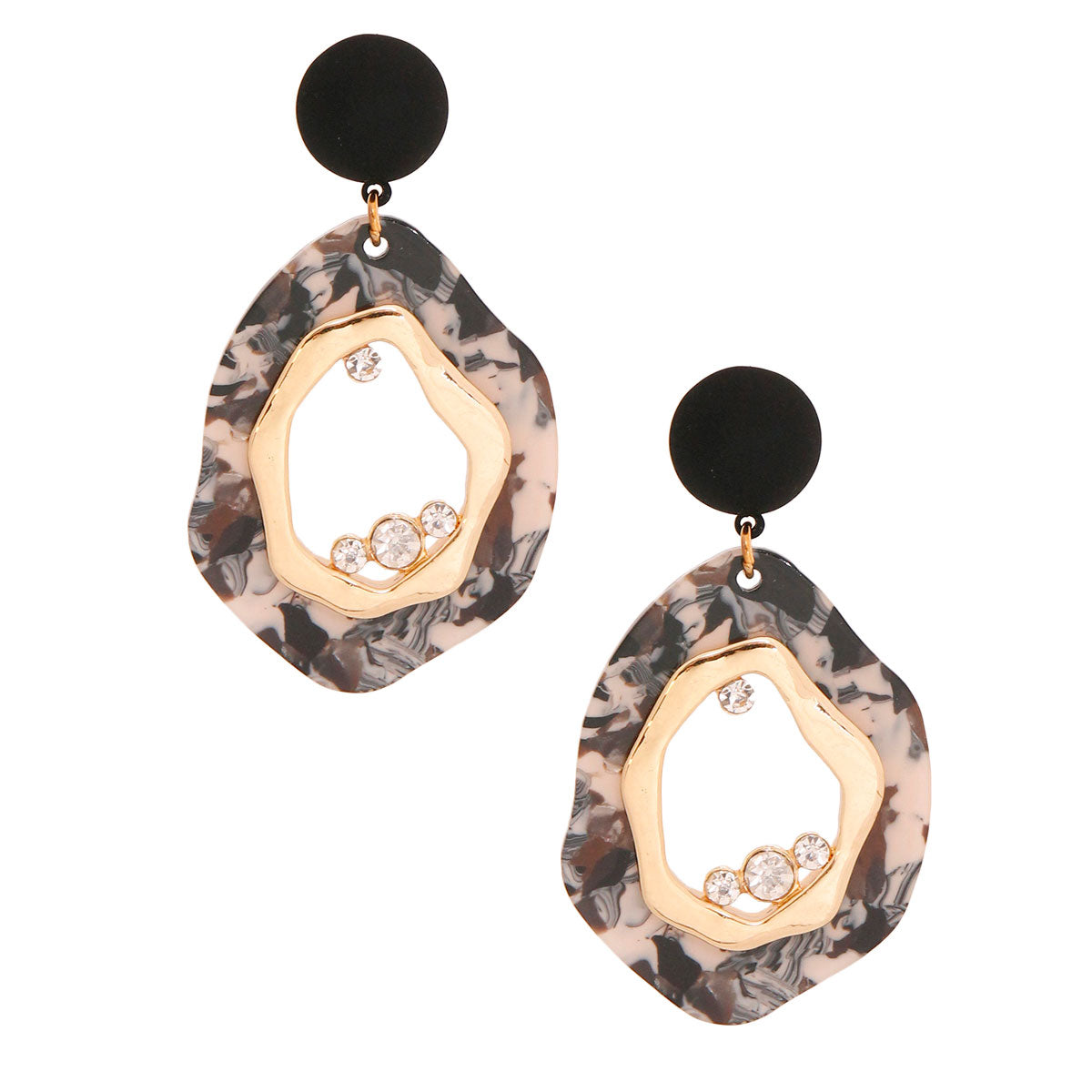 Black Rubber Marbled Earrings