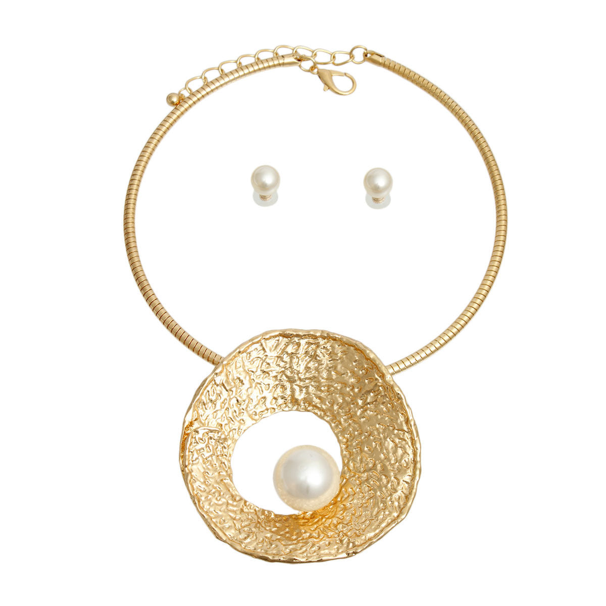 Gold Pearl Oyster Necklace