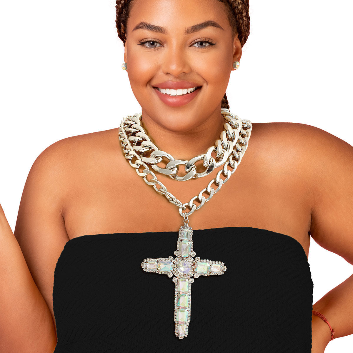 Chunky Silver AURBO Jumbo Cross Set