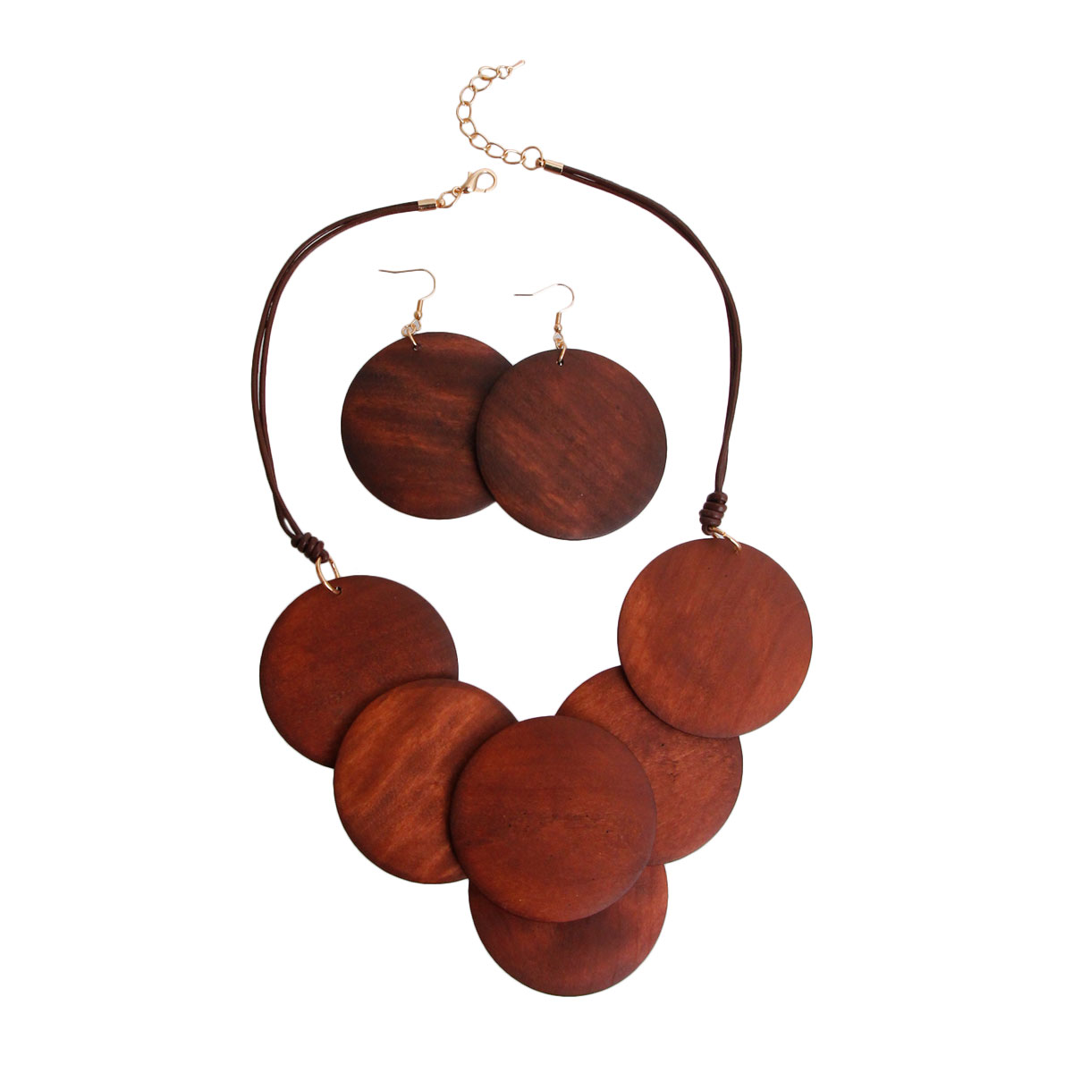 Brown Wooden Disc Necklace