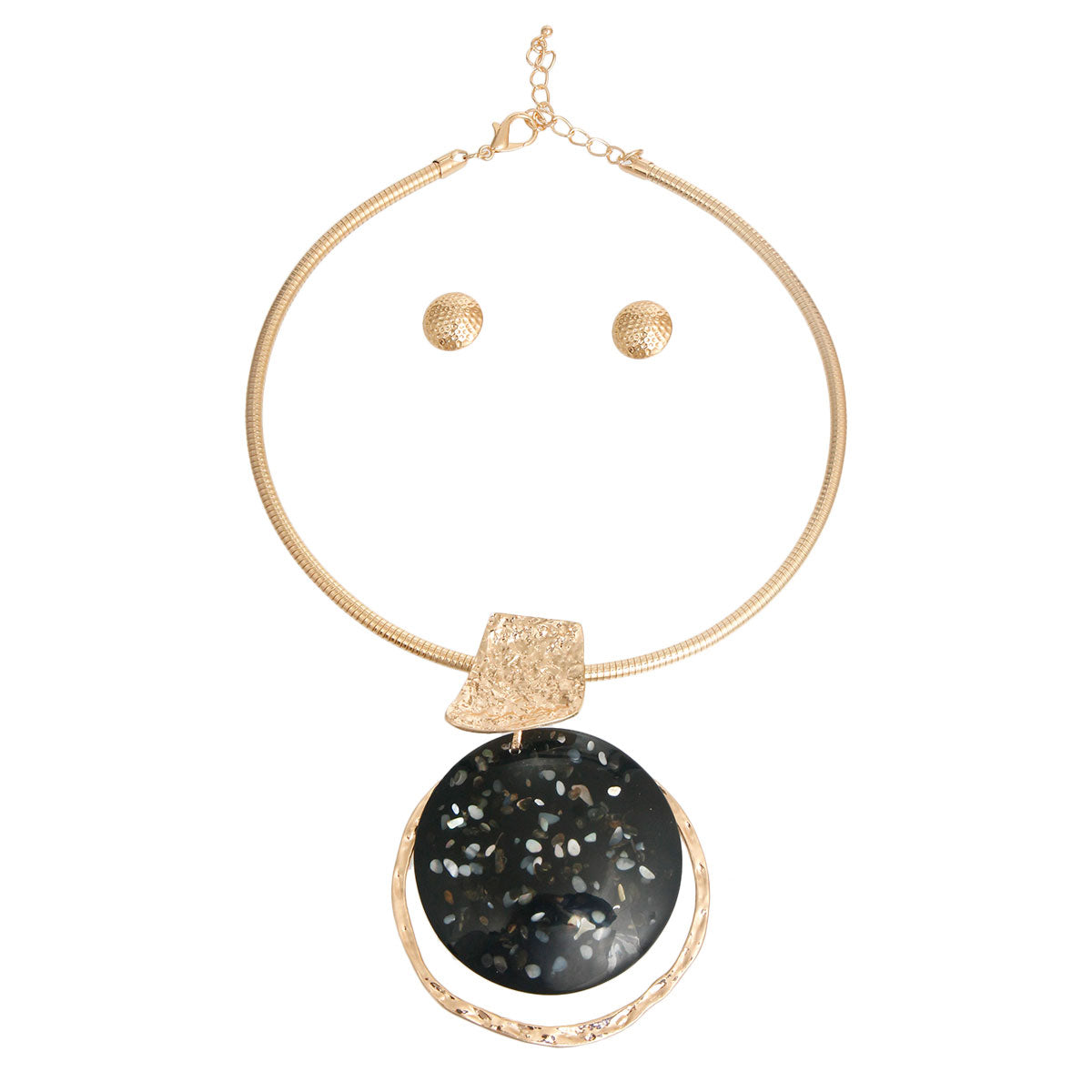 Black and Gold Round Pendant Set