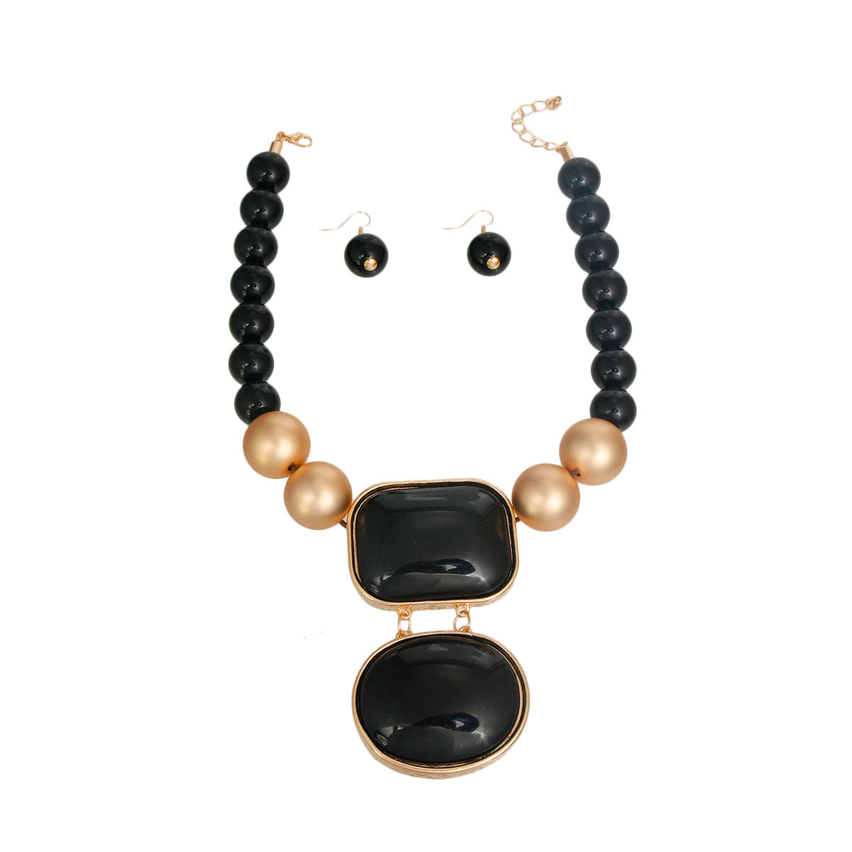 Black and Gold Pearl Pendant Set