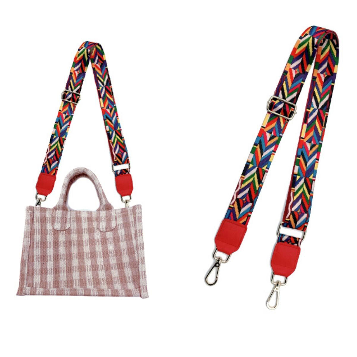 Multi Geometric Red Bag Strap
