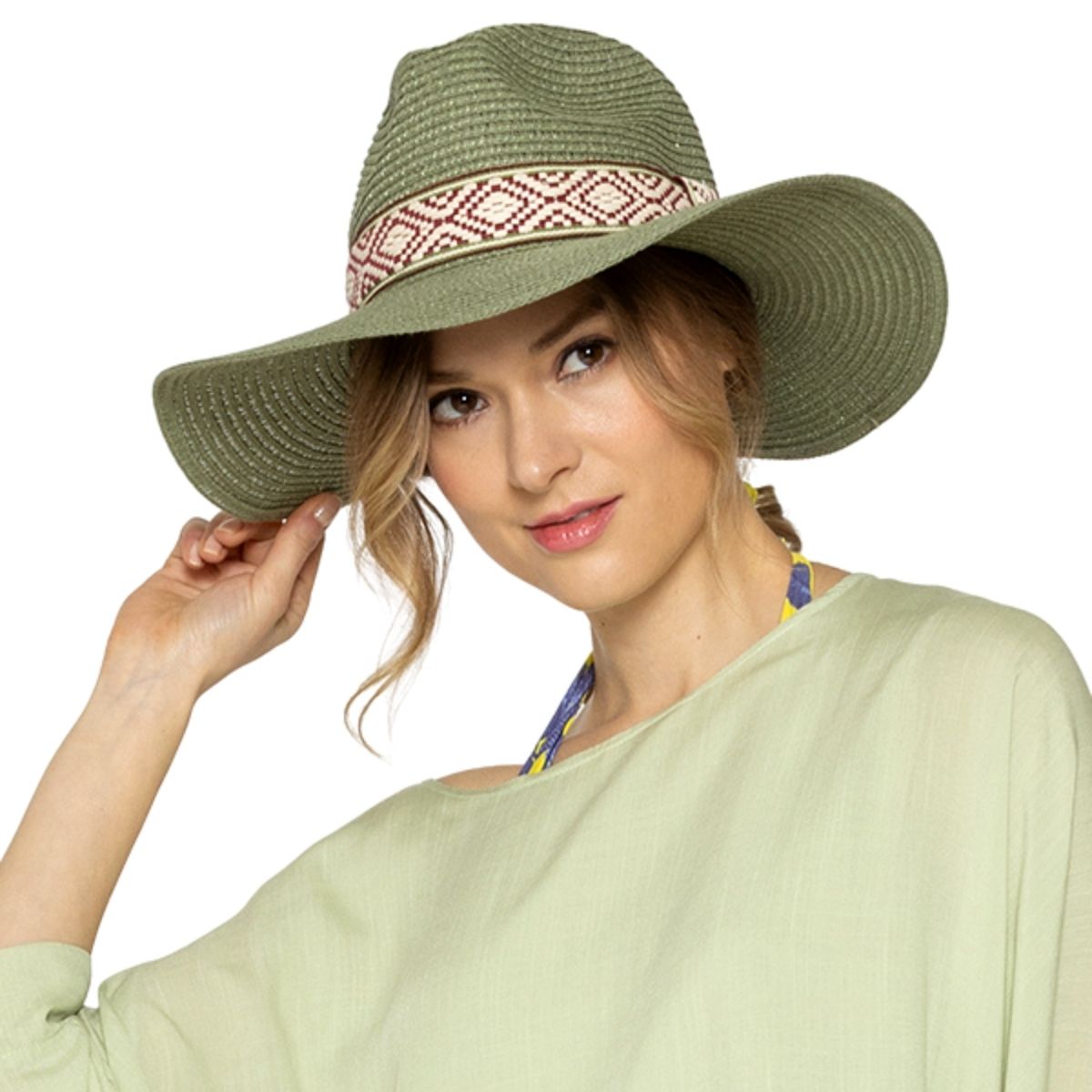 Olive Straw Panama Fedora