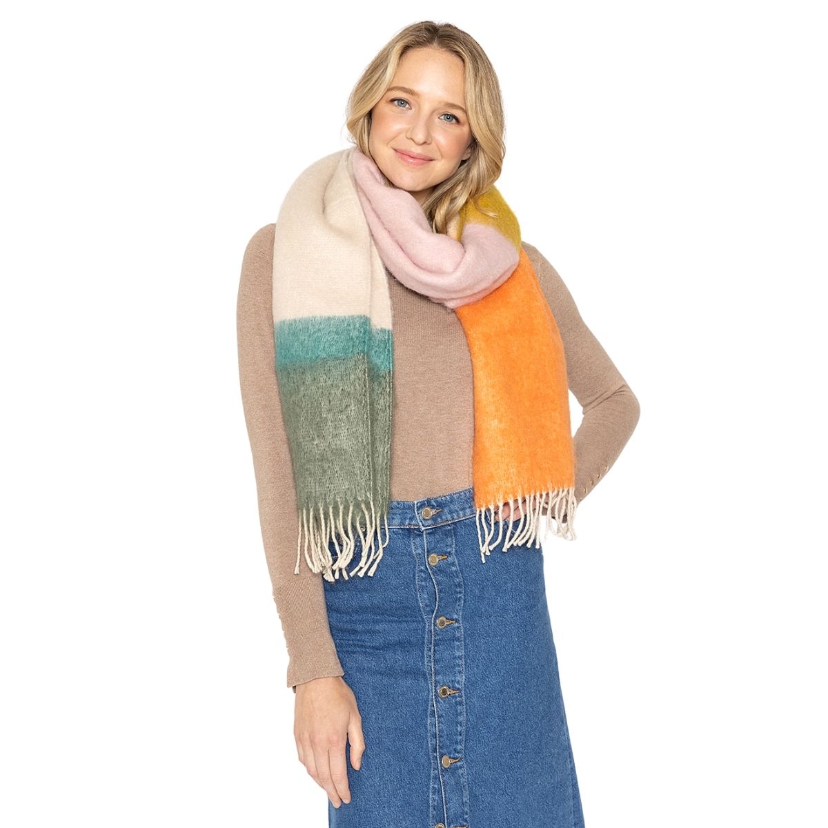 Orange Colorblock Cozy Scarf