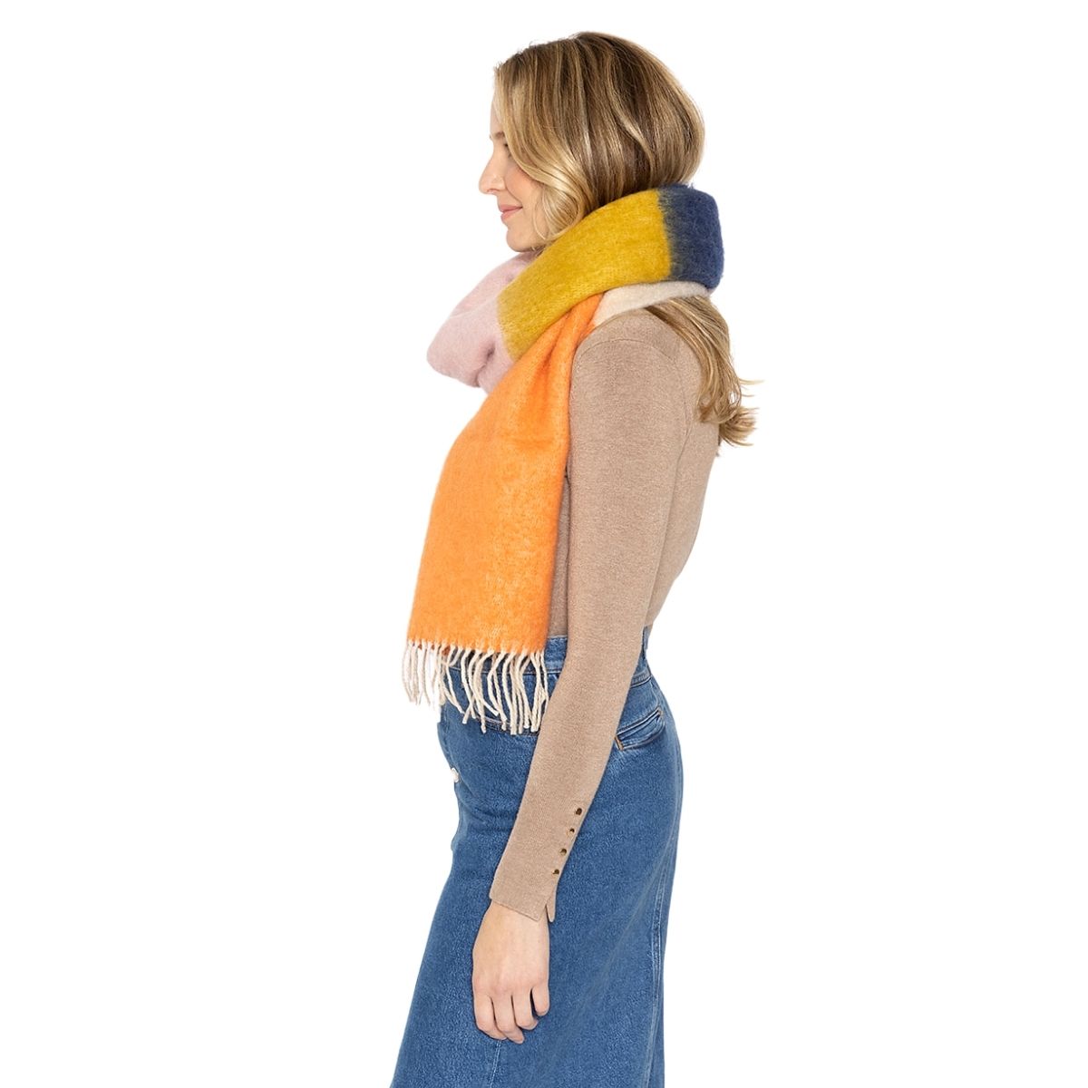 Orange Colorblock Cozy Scarf