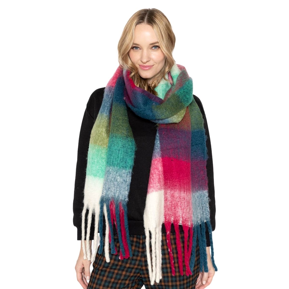 Red Plaid Cozy Winter Scarf