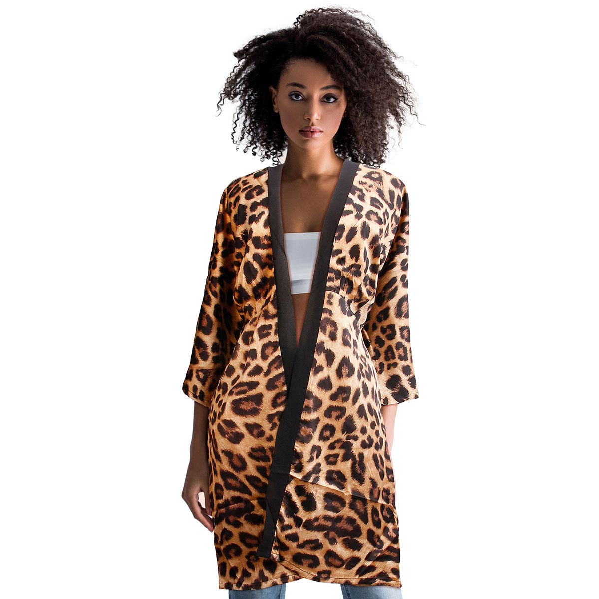 Leopard Print Long Kimono
