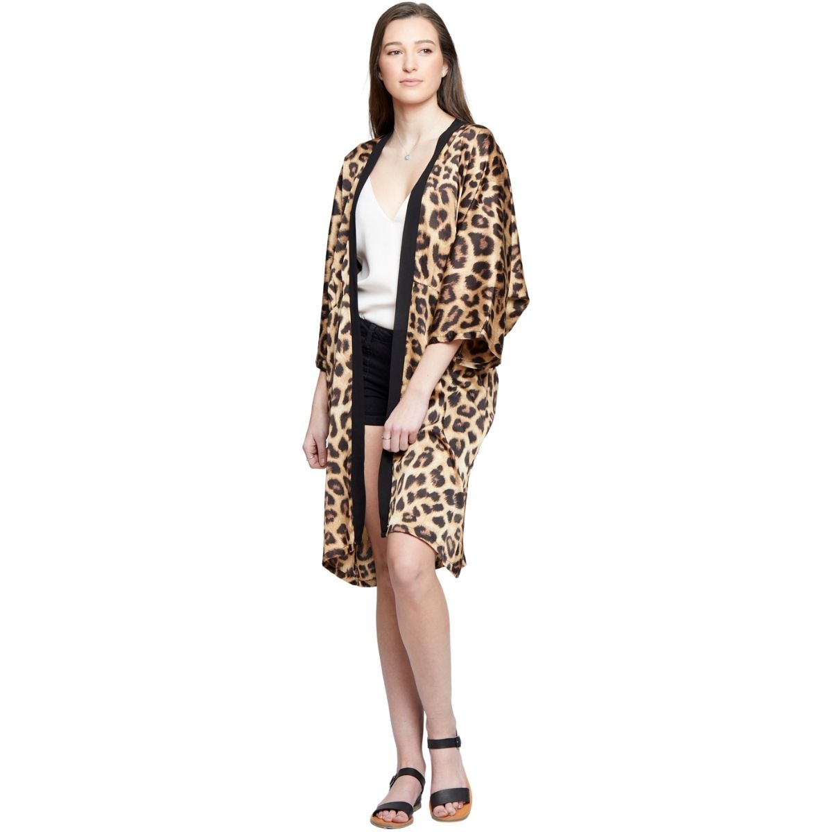 Leopard Print Long Kimono